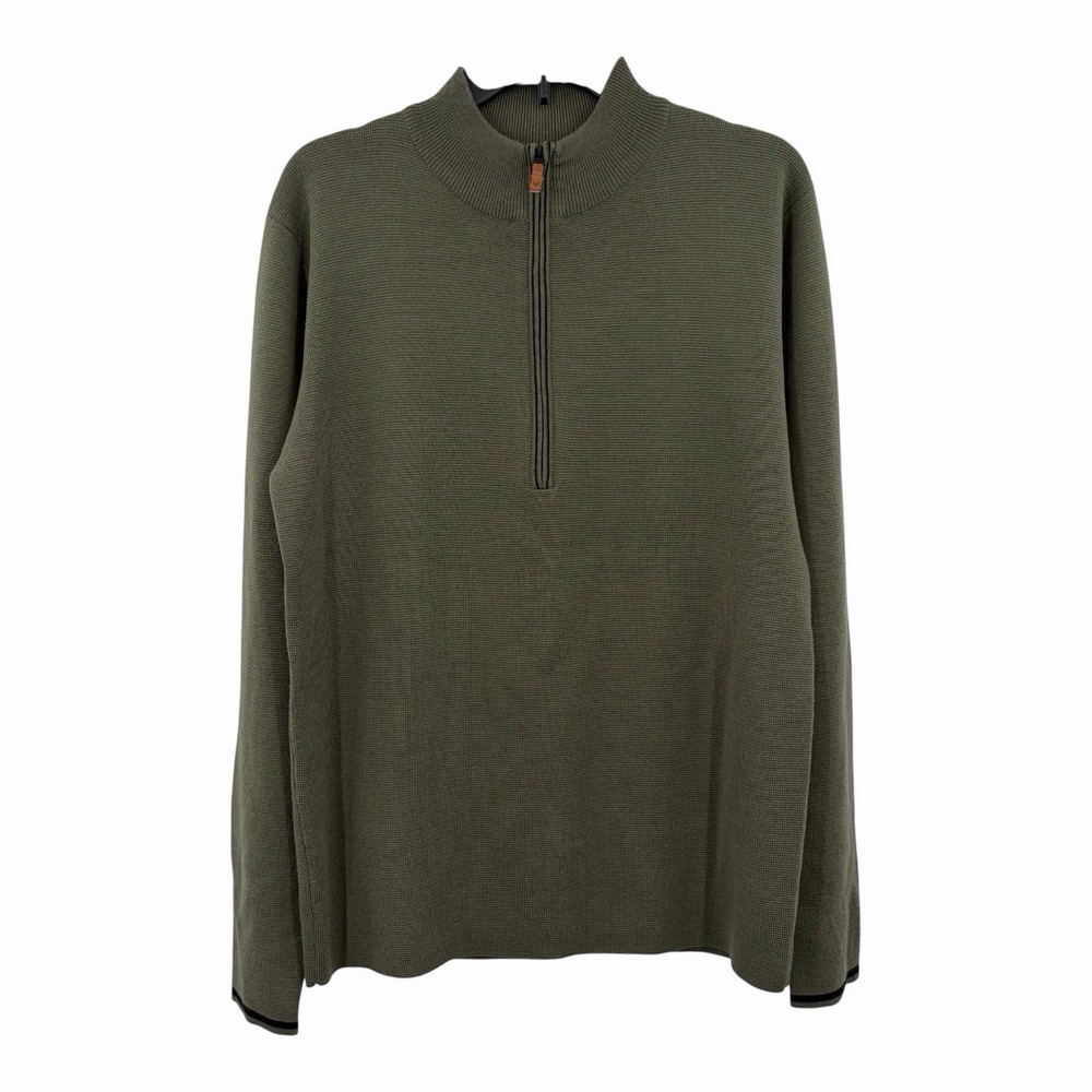 Obermeyer Mens Merino Wool Acrylic 1/4 Zip Pullover Sweater Green M RN37037